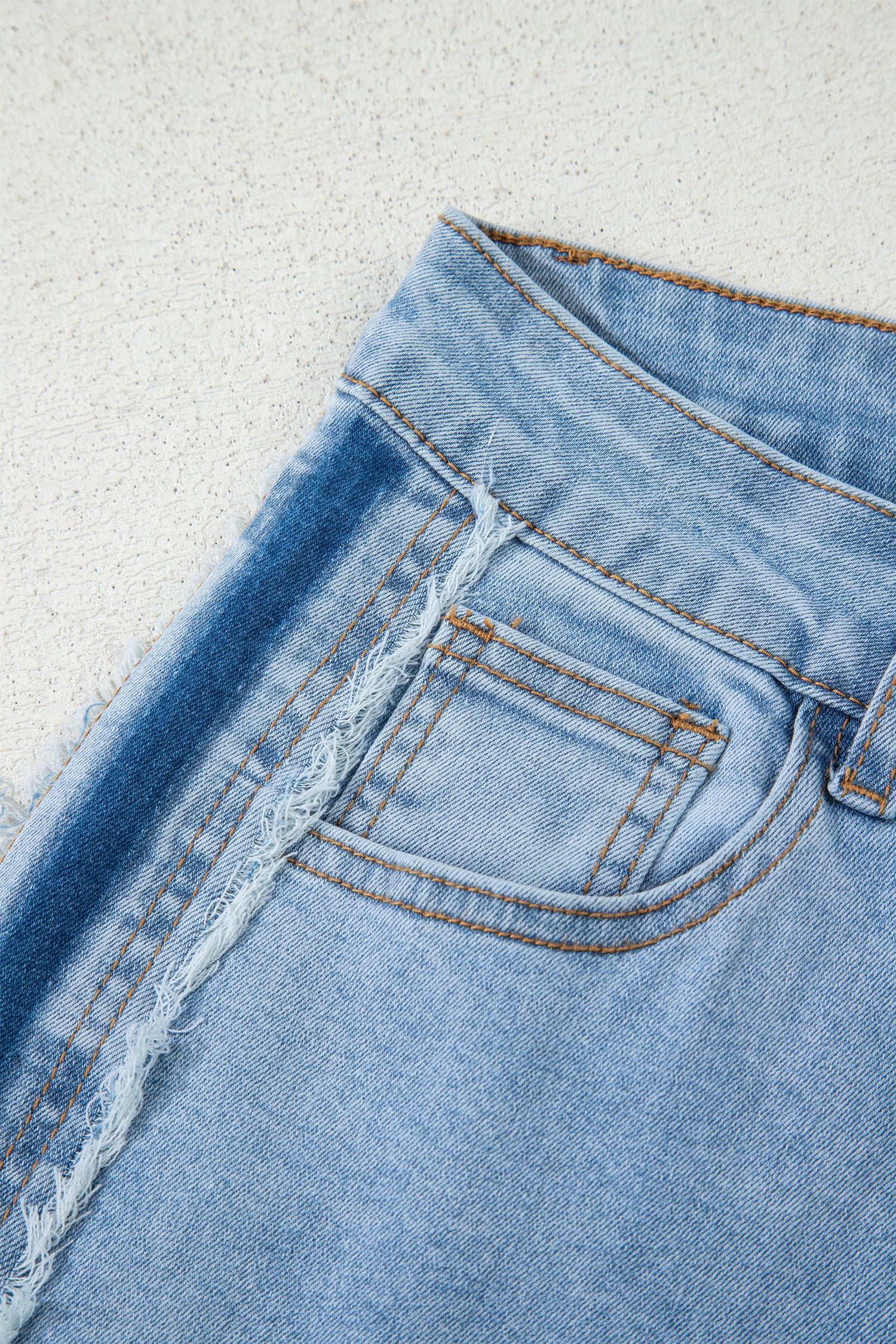 Beau Blue Contrast Stripe Frayed Side Panel Patchwork Shift Jeans