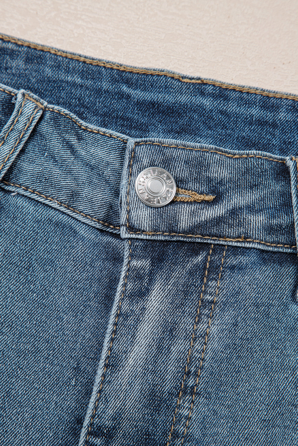 Beau Blue Slightly Distressed Ankle-length Straight Jeans