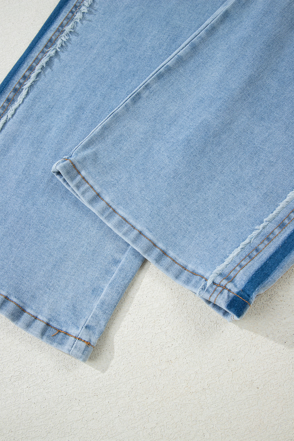 Beau Blue Contrast Stripe Frayed Side Panel Patchwork Shift Jeans