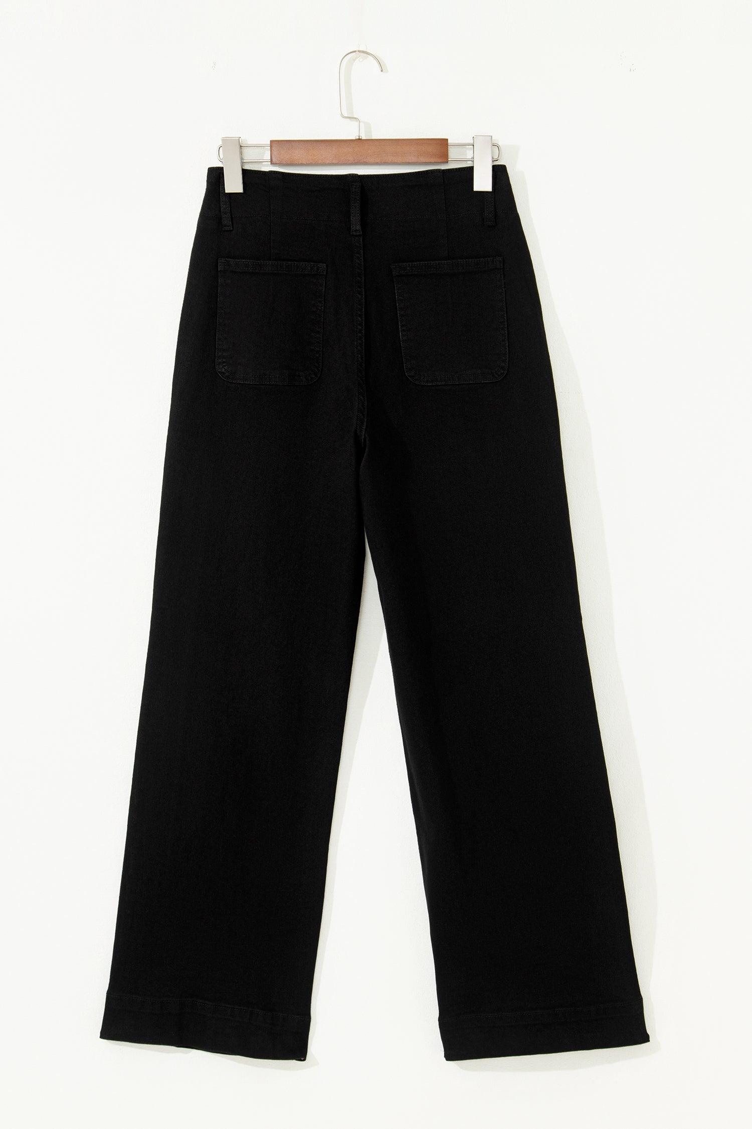 Black 2-Button High Waist Flared Bottom Jeans