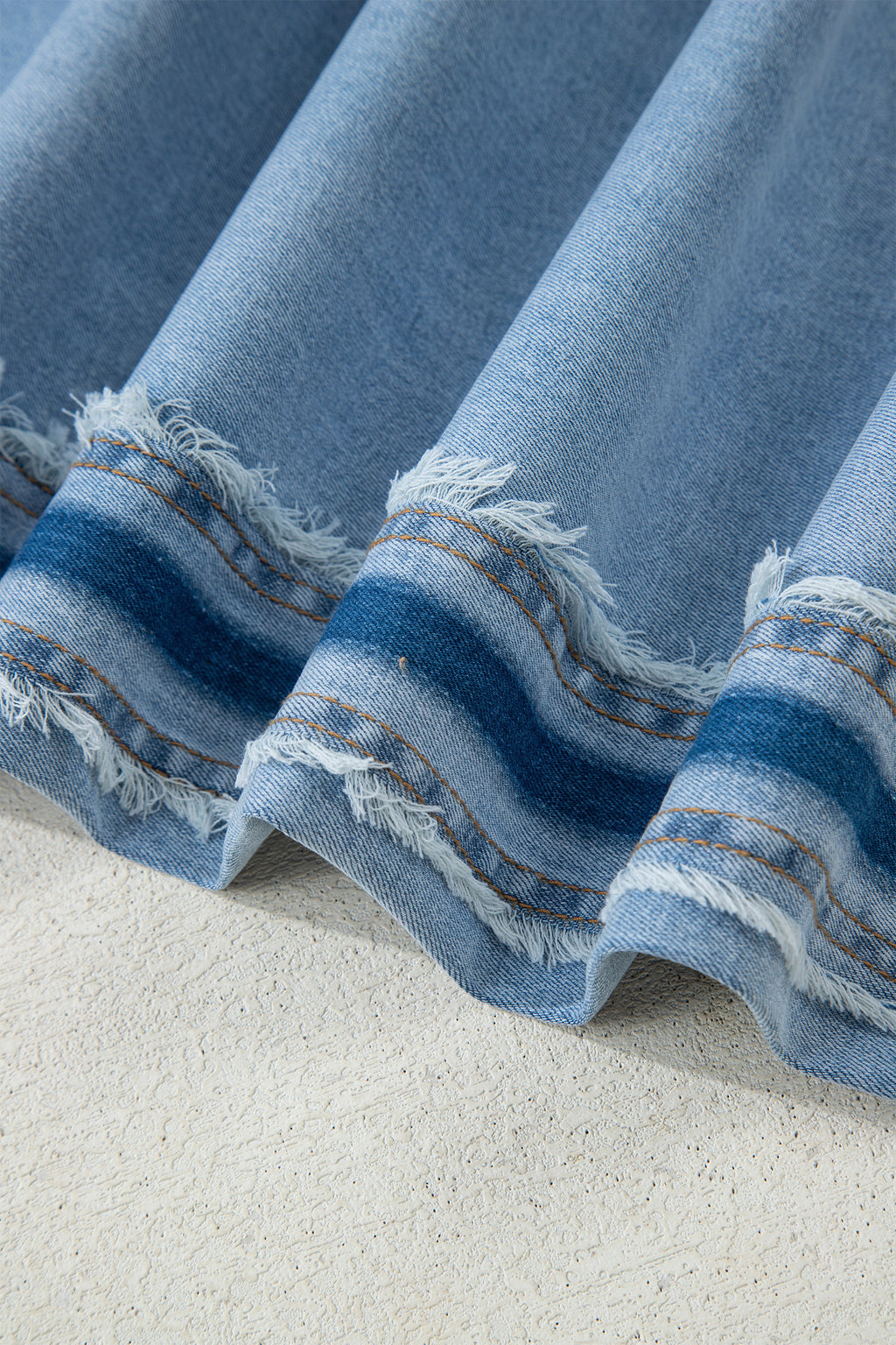 Beau Blue Contrast Stripe Frayed Side Panel Patchwork Shift Jeans