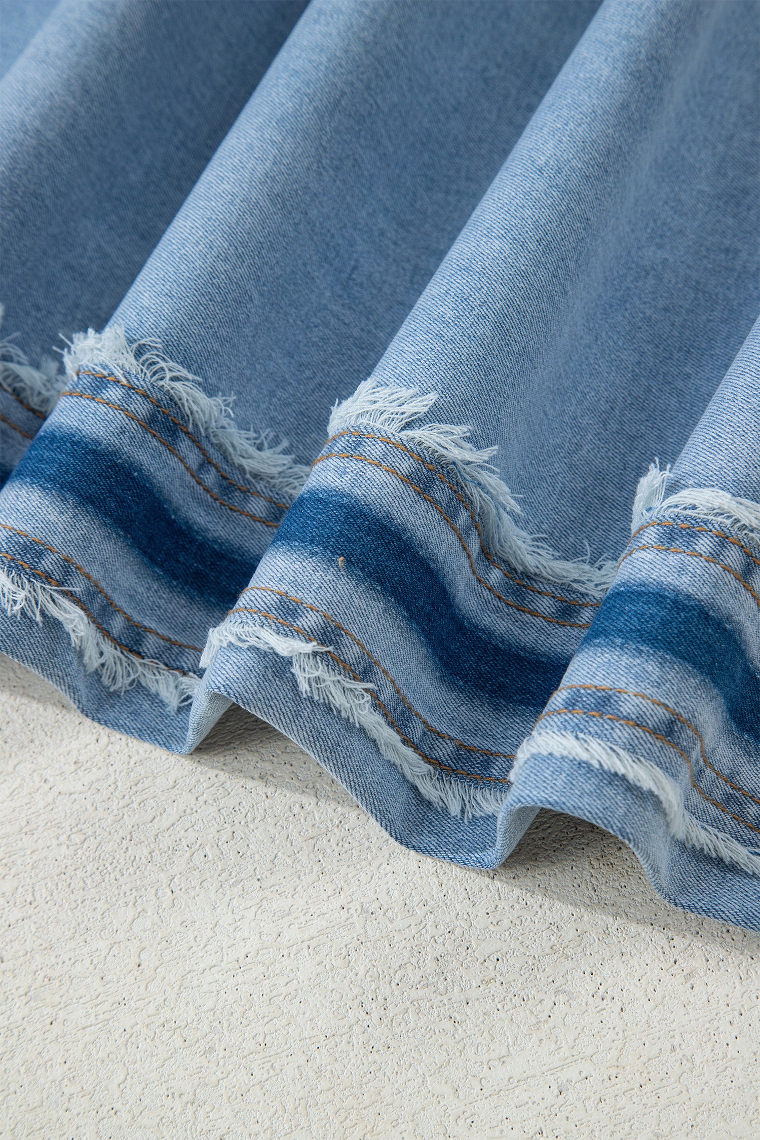 Beau Blue Contrast Stripe Frayed Side Panel Patchwork Shift Jeans